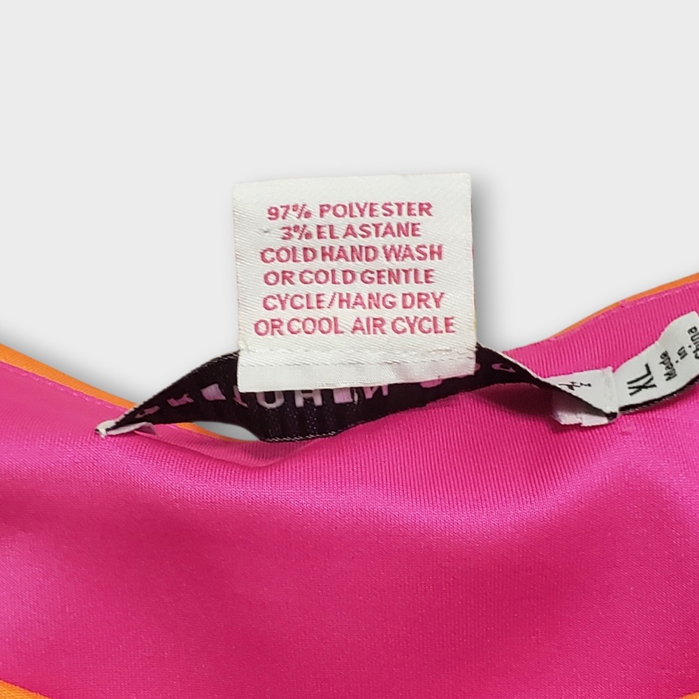Gretchen Scott Vibrant Pink Orange Contrast Split Neck Tank Top Built In Bra XL - Picture 5 of 8